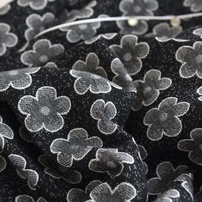 Schwarze Nachtwäsche aus Jacquard-Baumwolle mit Blumenmuster - image 4
