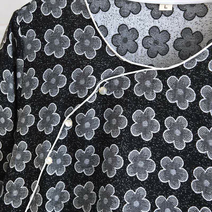 Schwarze Nachtwäsche aus Jacquard-Baumwolle mit Blumenmuster - image 3