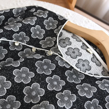 Schwarze Nachtwäsche aus Jacquard-Baumwolle mit Blumenmuster - image 2