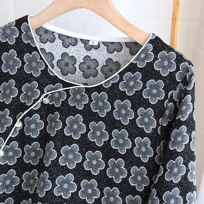 Schwarze Nachtwäsche aus Jacquard-Baumwolle mit Blumenmuster - image 16