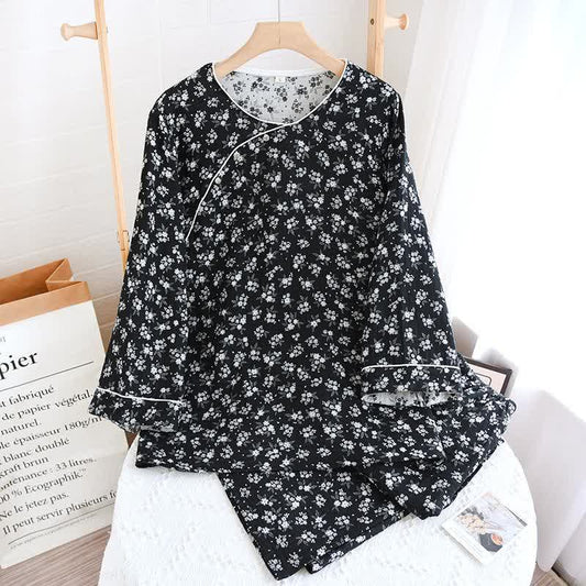 Nachtwäsche aus natürlicher Baumwolle mit Birnenblüten-Blumenmuster - Loungewear - XL - image 0