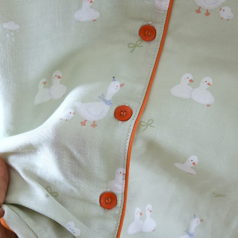 Loungewear-Set aus Baumwollgaze mit Cartoon-Ente - image 3