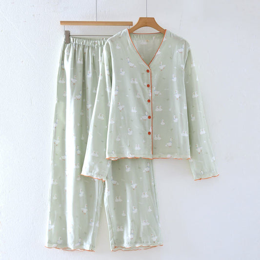 Loungewear-Set aus Baumwollgaze mit Cartoon-Ente - XL - image 0