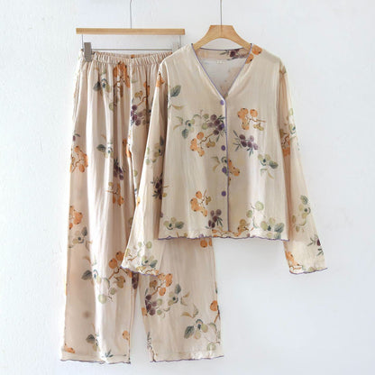 Loungewear-Set aus Baumwollgaze mit Blatt- und Fruchtmuster - XL - image 0