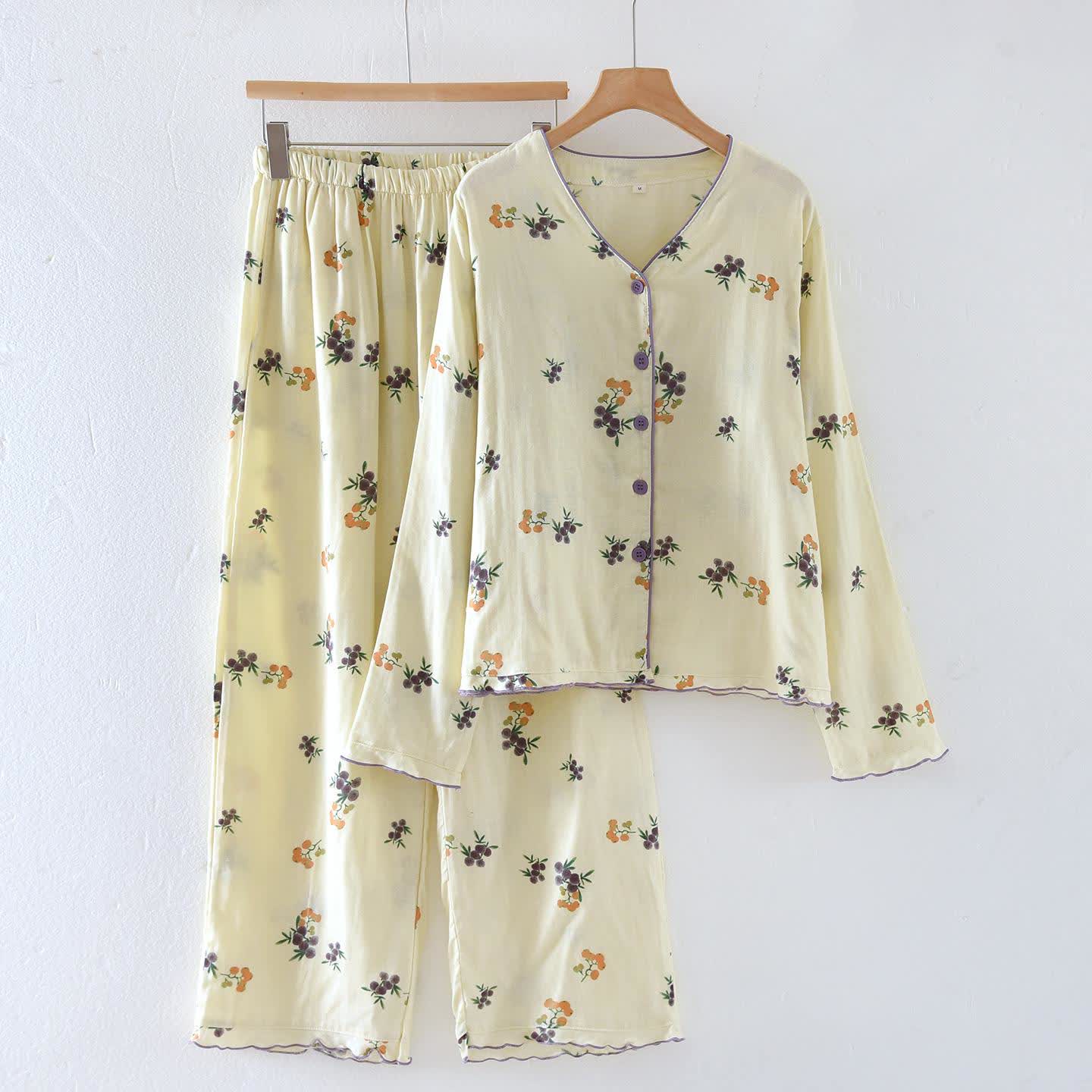 Loungewear-Set aus Baumwollgaze mit Mispelfrüchten - XL - image 0