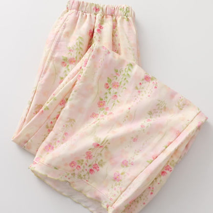 Rosafarbenes Loungewear-Set aus Baumwollgaze mit Rosenmotiv - image 4