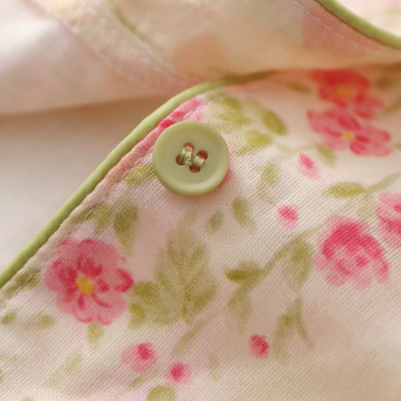 Rosafarbenes Loungewear-Set aus Baumwollgaze mit Rosenmotiv - image 7