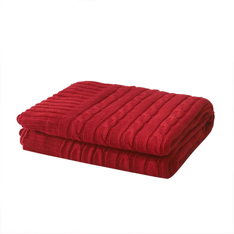Ownkoti Einfarbige Sofa-Strickdecke aus Baumwolle - image 7