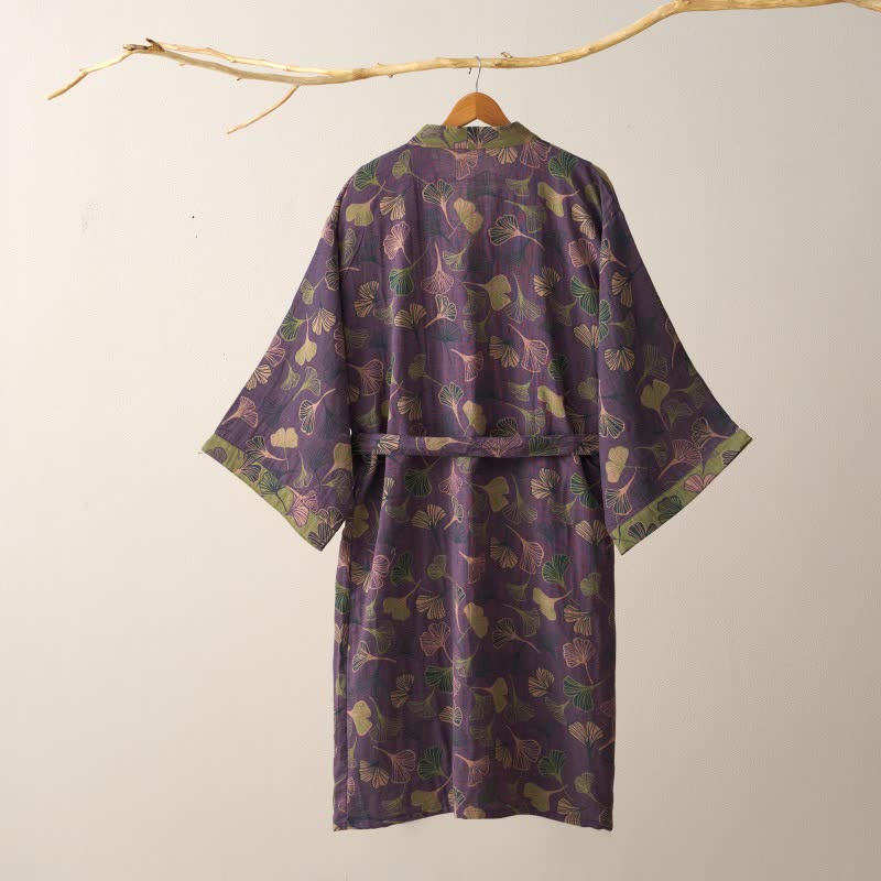Kimono-Bademantel aus Ginkgo-Biloba-Baumwolle - image 4