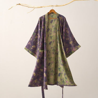 Kimono-Bademantel aus Ginkgo-Biloba-Baumwolle - image 3