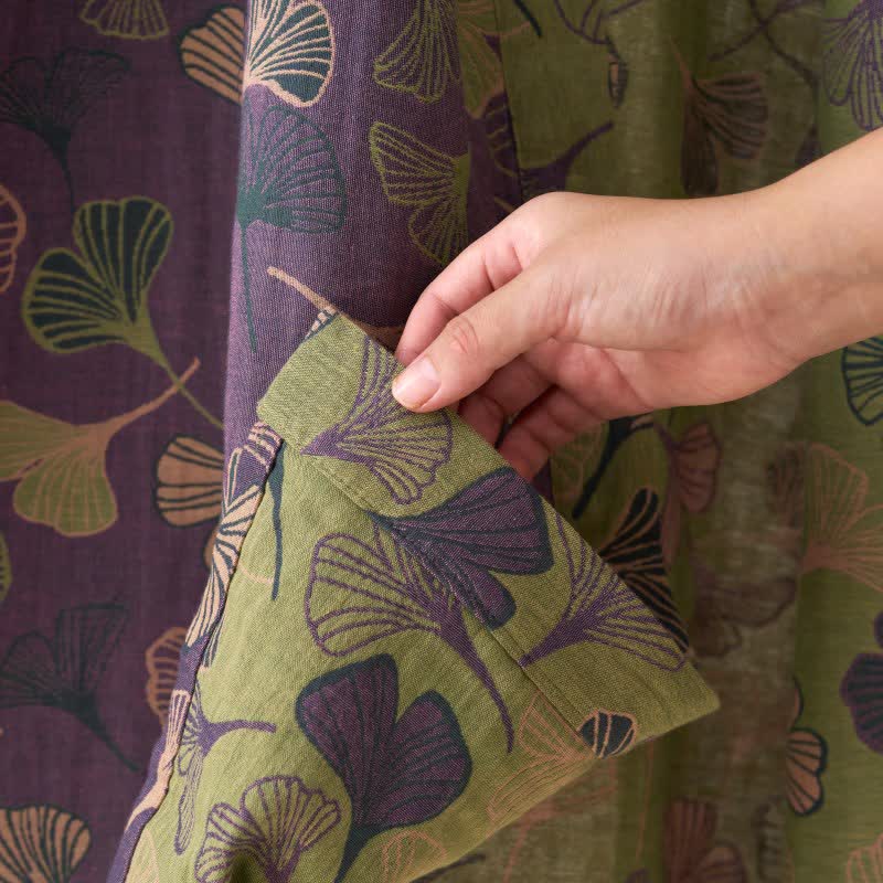 Kimono-Bademantel aus Ginkgo-Biloba-Baumwolle - image 7