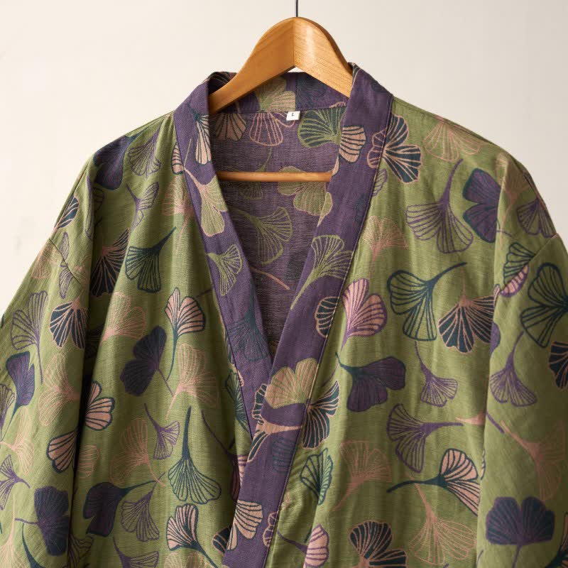 Kimono-Bademantel aus Ginkgo-Biloba-Baumwolle - image 17