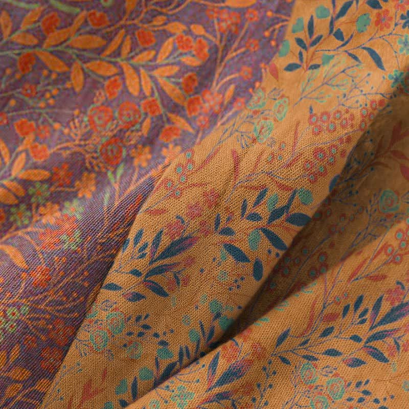 Ownkoti Vintage Kimono-Bademantel aus Baumwollgaze mit Blattmotiven - image 8