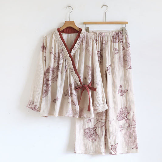 Schmetterling Hanfu inspiriertes Loungewear-Set aus Baumwolle - XL - image 0
