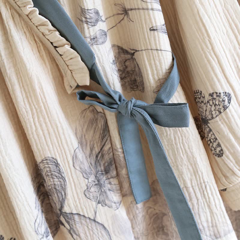 Loungewear-Set aus Baumwolle mit orientalischem Schmetterlings- und Blumenmuster - image 6