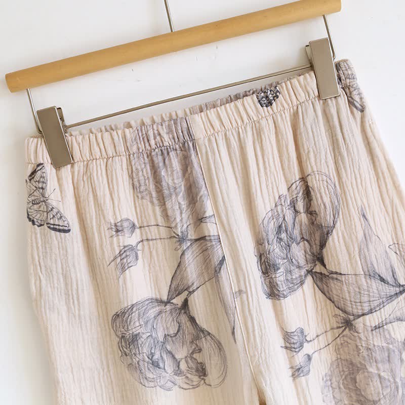 Loungewear-Set aus Baumwolle mit orientalischem Schmetterlings- und Blumenmuster - image 11