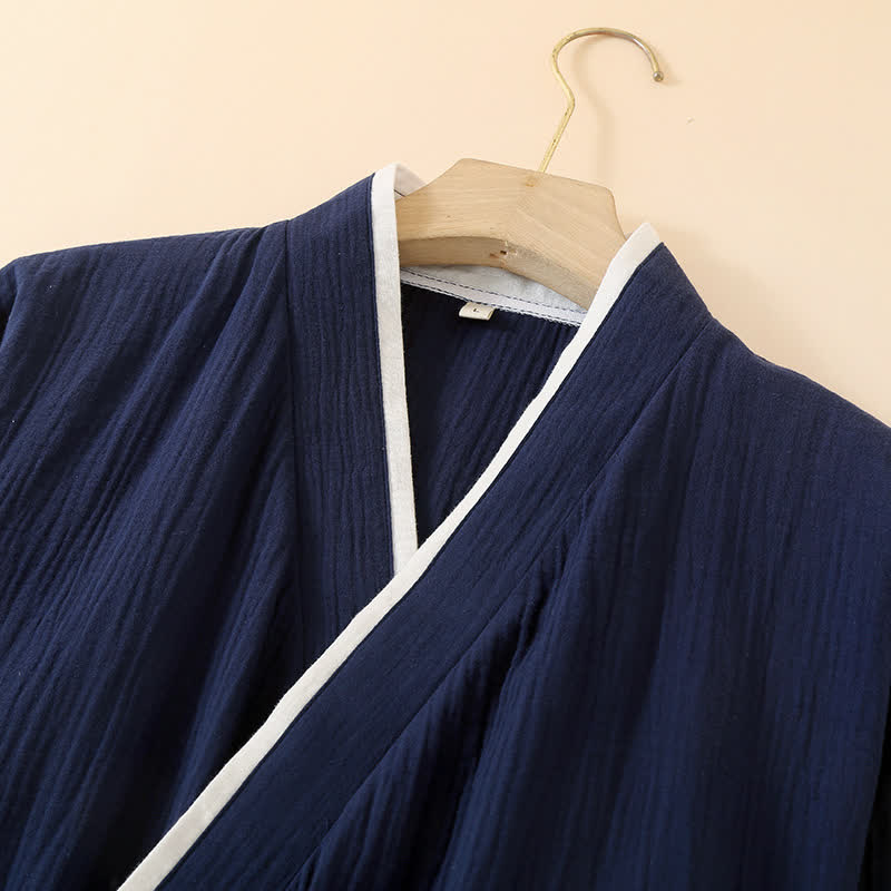 Unisex Minimalistischer Kimono-Bademantel aus Baumwollgaze - image 3