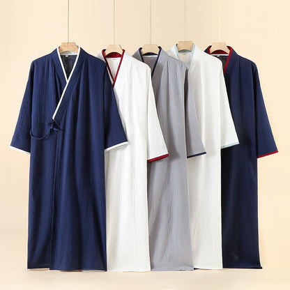Unisex Minimalistischer Kimono-Bademantel aus Baumwollgaze - image 0