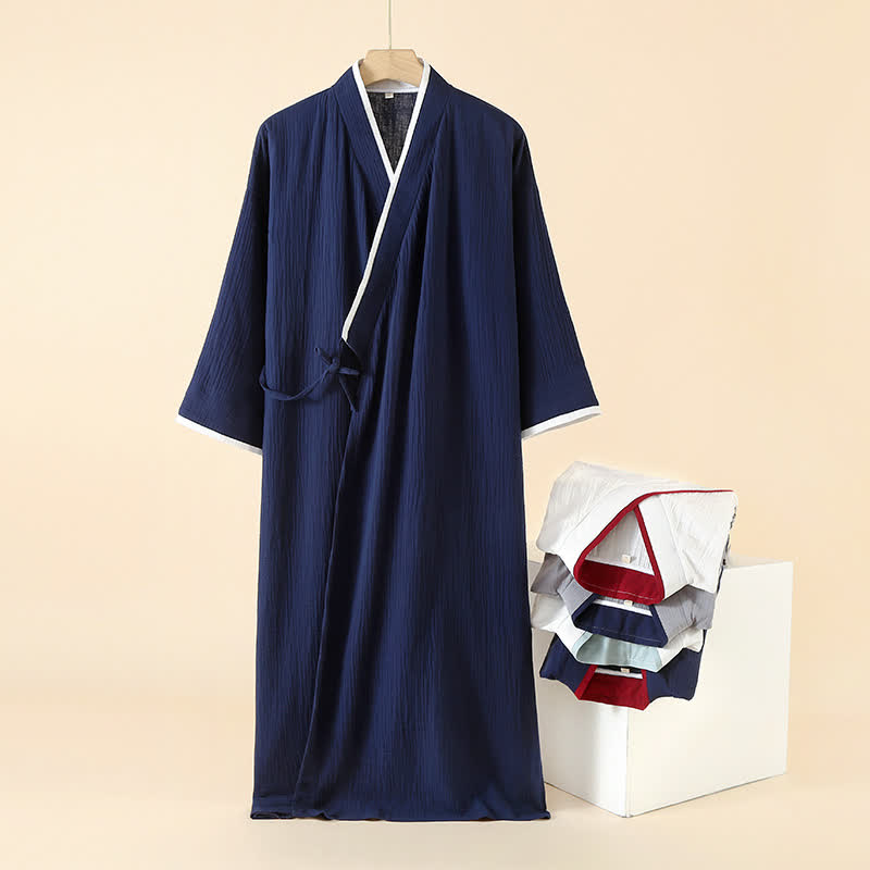 Unisex Minimalistischer Kimono-Bademantel aus Baumwollgaze - image 1