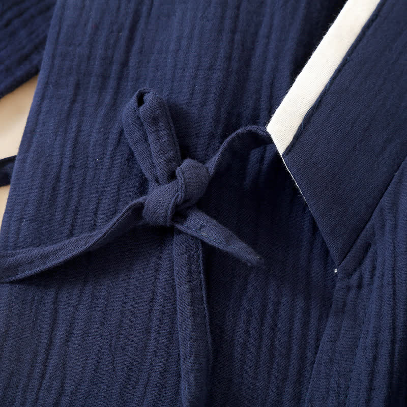 Unisex Minimalistischer Kimono-Bademantel aus Baumwollgaze - image 5