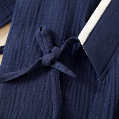 Unisex Minimalistischer Kimono-Bademantel aus Baumwollgaze - image 5