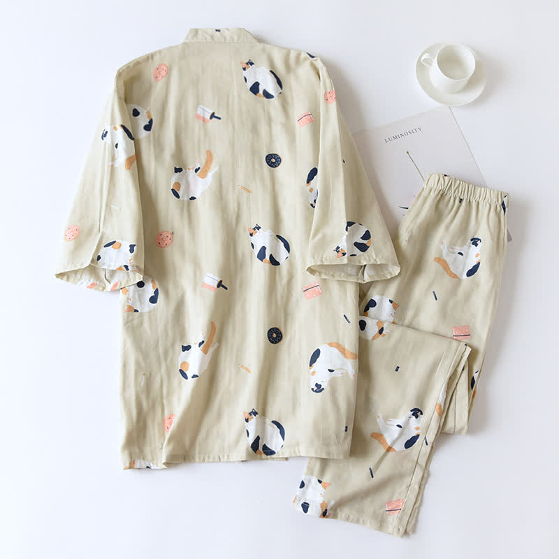 Passender Katzen-Kimono aus Baumwollgaze - image 3