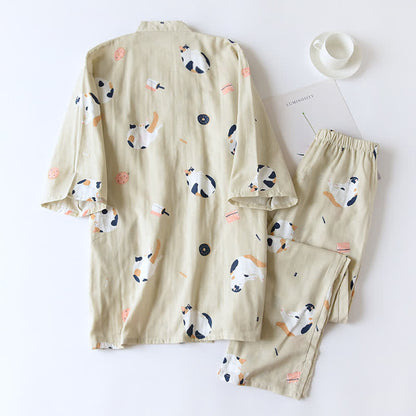Passender Katzen-Kimono aus Baumwollgaze - image 3