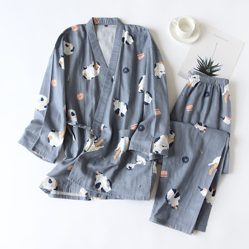Passender Katzen-Kimono aus Baumwollgaze - image 15