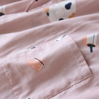 Passender Kimono-Bademantel aus Baumwollgaze mit Katzenmotiv - image 9