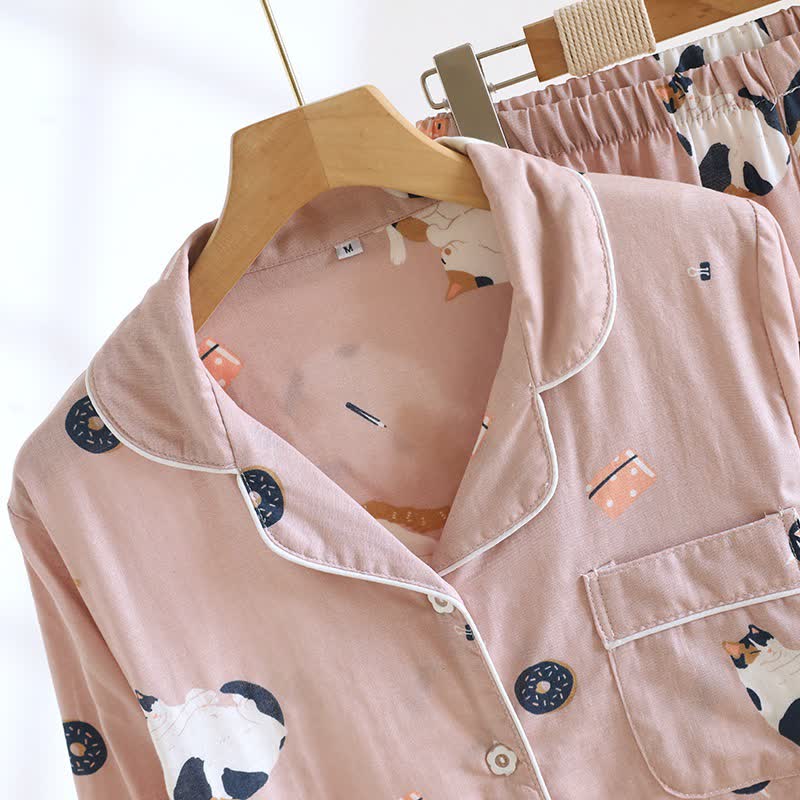 Passendes Loungewear-Set aus Baumwolle mit Cartoon-Katze - image 6