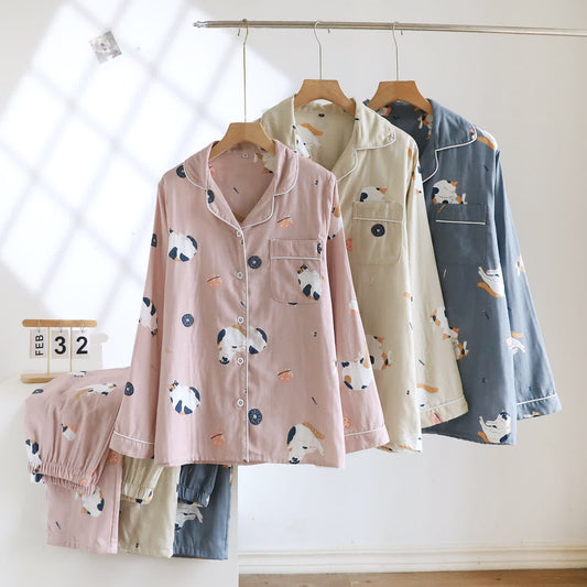 Passendes Loungewear-Set aus Baumwolle mit Cartoon-Katze - image 0