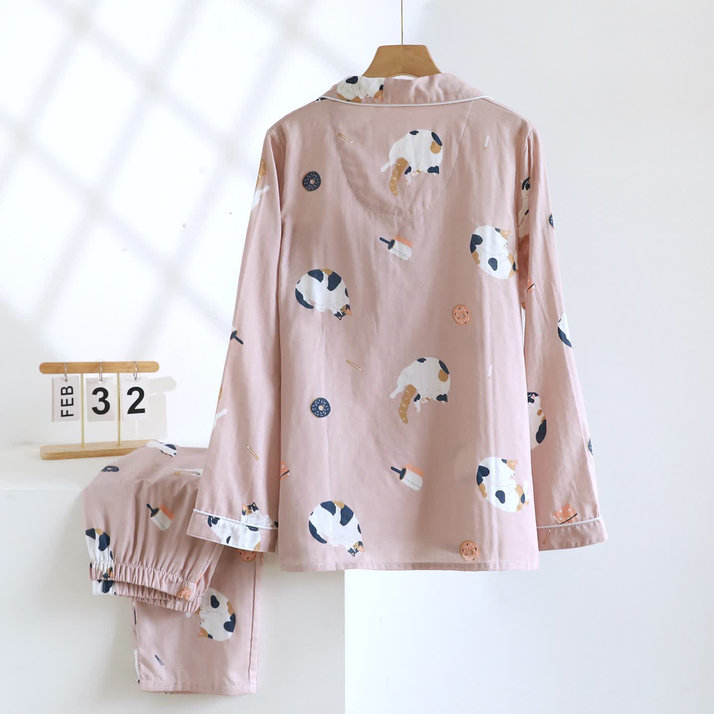 Passendes Loungewear-Set aus Baumwolle mit Cartoon-Katze - image 5