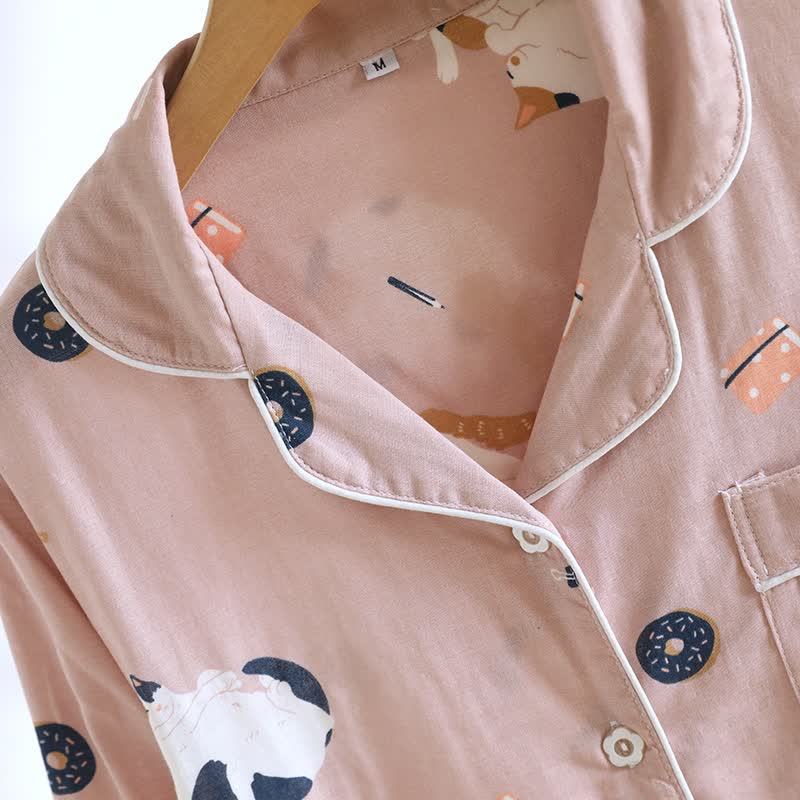 Passendes Loungewear-Set aus Baumwolle mit Cartoon-Katze - image 7