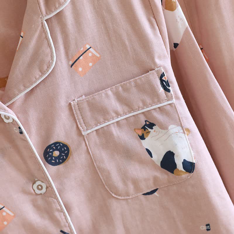 Passendes Loungewear-Set aus Baumwolle mit Cartoon-Katze - image 8