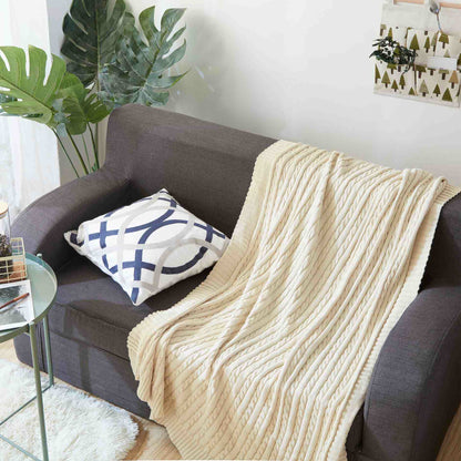 Ownkoti Einfarbige Sofa-Strickdecke aus Baumwolle - image 16