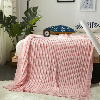 Ownkoti Einfarbige Sofa-Strickdecke aus Baumwolle - Rosa - 180cm x 200cm - image 31