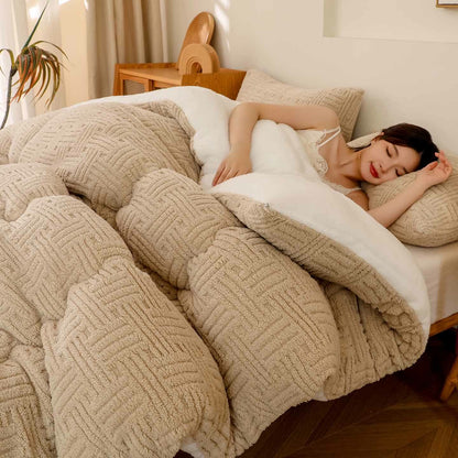 Geometrisch gestreifte strukturierte Sherpa-Decke - Khaki - 220cm x 240cm - image 3