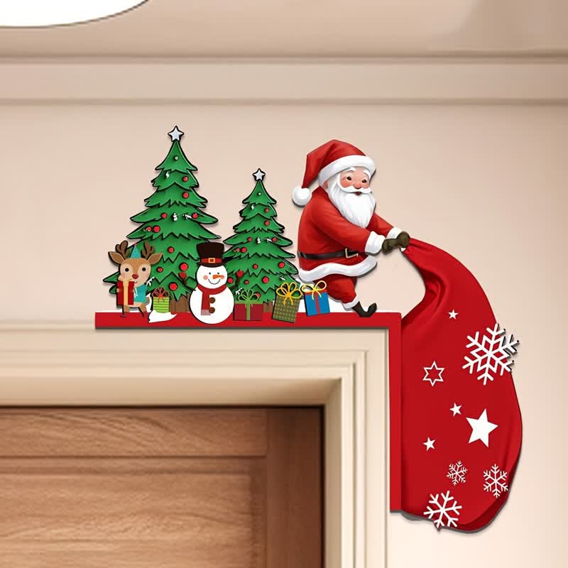 Weihnachtsmann Weihnachtsbaum Tür Eckdekoration - Rechts - 4 STÜCKE - image 1