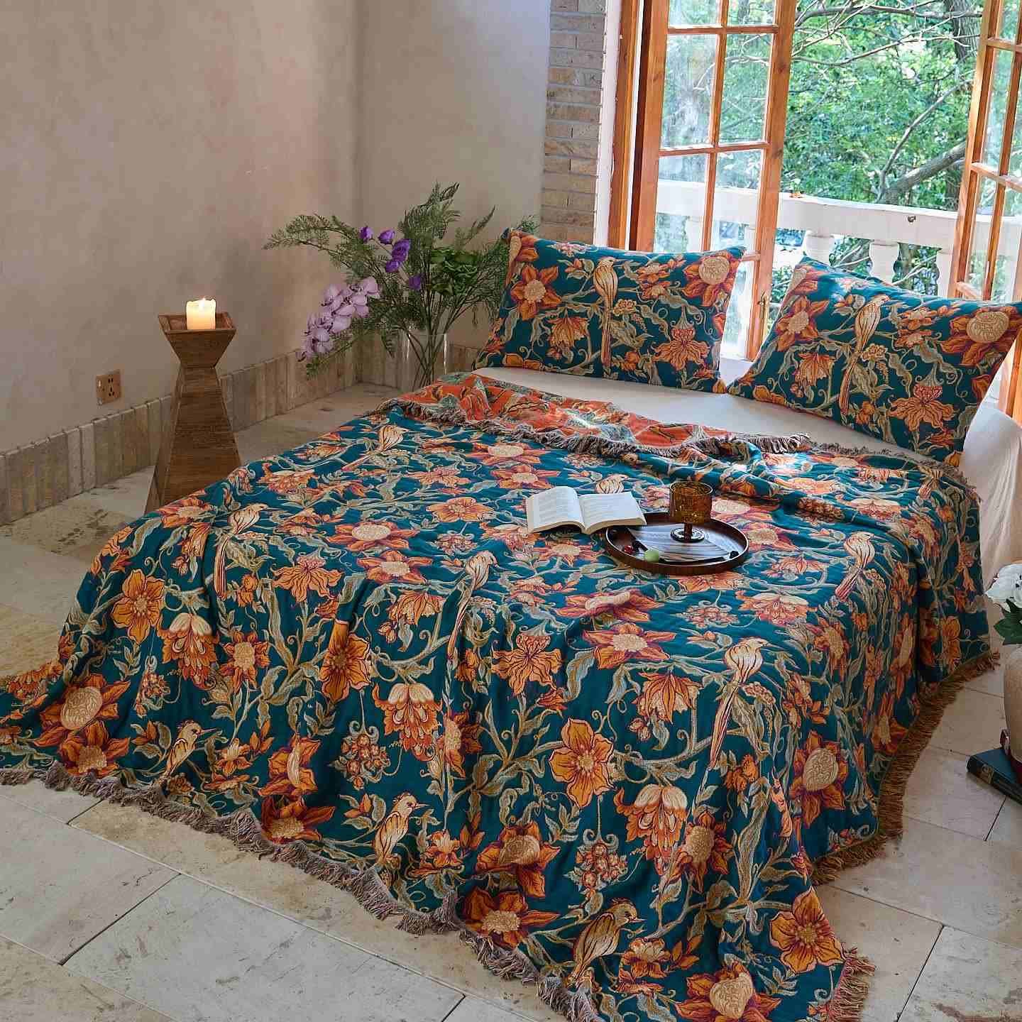 Luxuriöse, florale Baumwoll-Quastendecke - image 1