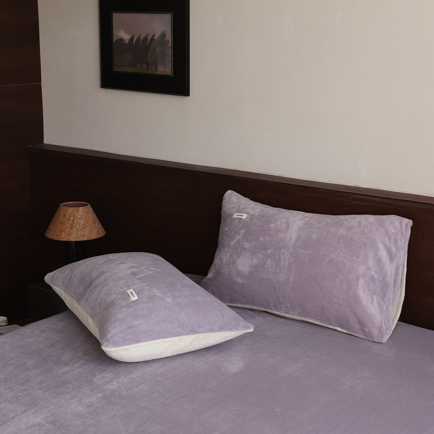 Ownkoti Einfarbige, warme, flauschige Bettdecke - Hellviolett - 2 Kissenbezüge - 48cm x 74cm - image 24