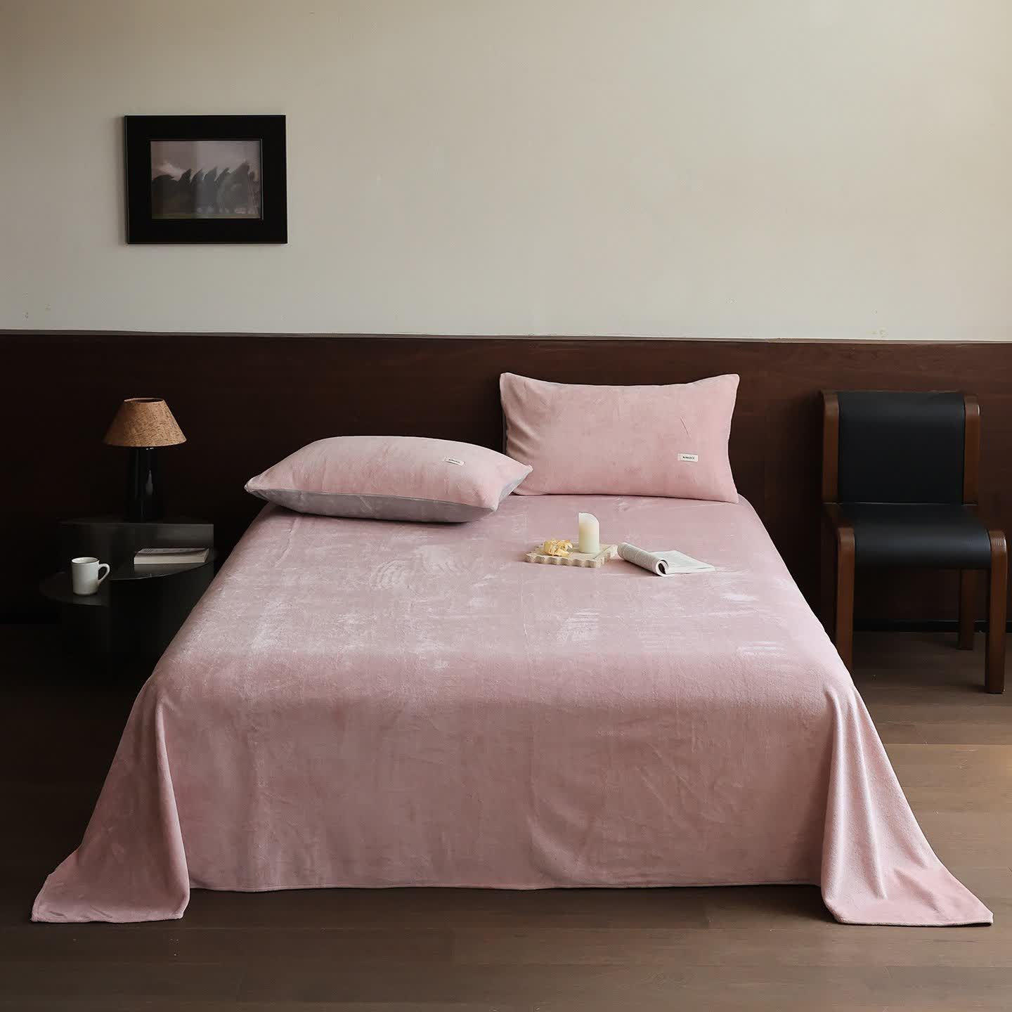 Ownkoti Einfarbige, warme, flauschige Bettdecke - Rosa - Tagesdecke mit 2 Kissenbezügen - 245cm x 270cm - image 16