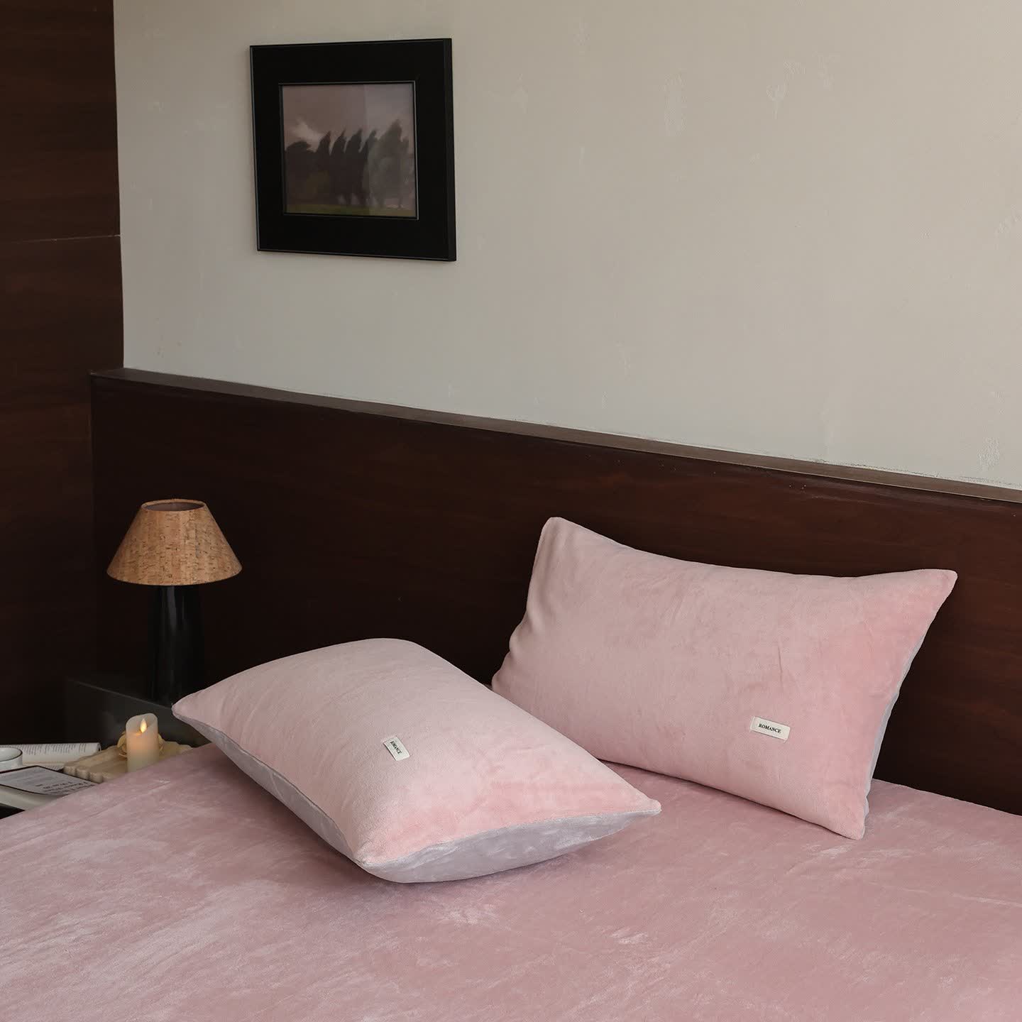 Ownkoti Einfarbige, warme, flauschige Bettdecke - Rosa - 2 Kissenbezüge - 48cm x 74cm - image 17