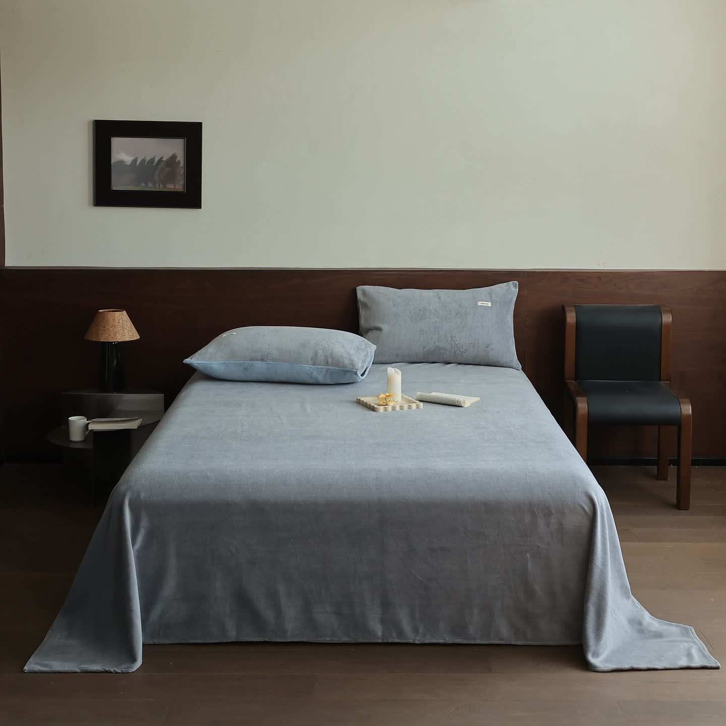 Ownkoti Einfarbige, warme, flauschige Bettdecke - Blaugrau - Tagesdecke mit 2 Kissenbezügen - 245cm x 270cm - image 7