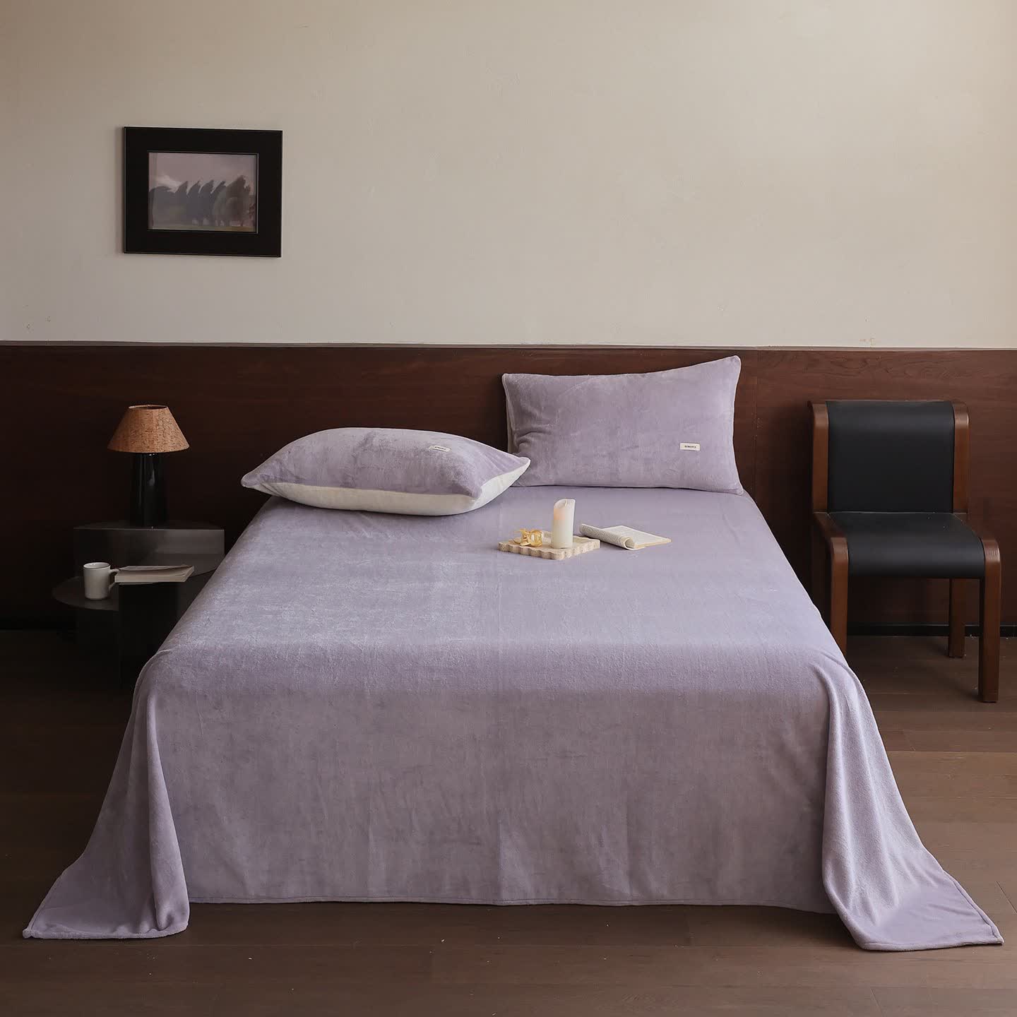 Ownkoti Einfarbige, warme, flauschige Bettdecke - Hellviolett - Tagesdecke mit 2 Kissenbezügen - 245cm x 270cm - image 23