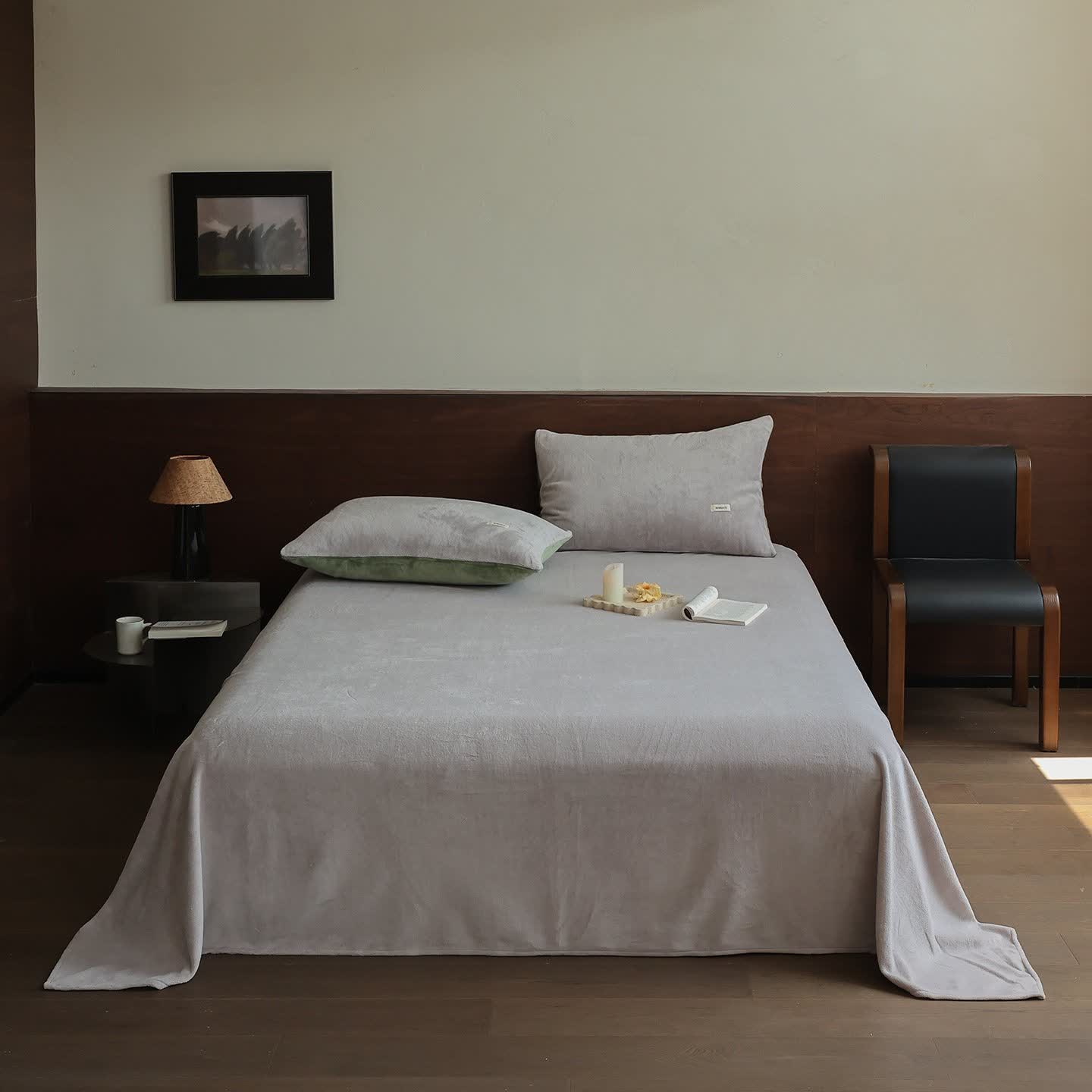 Ownkoti Einfarbige, warme, flauschige Bettdecke - Grau - Tagesdecke mit 2 Kissenbezügen - 245cm x 270cm - image 20