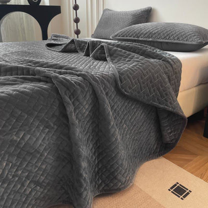Ownkoti Steppdecke mit einfarbigem Gittermuster - Grau - Tagesdecke mit 2 Kissenbezügen - 220cm x 240cm - image 8