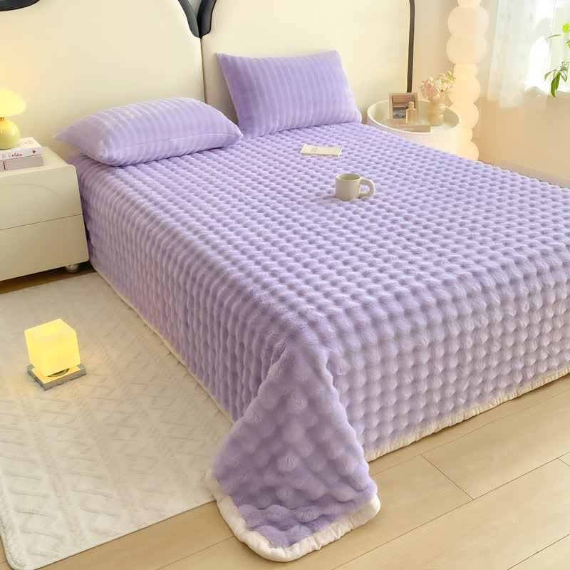 Ownkoti Strukturierte Tagesdecke aus Kaninchenfellimitat - Lila - Laken mit 2 Kissenbezügen - 230cm x 250cm - image 10