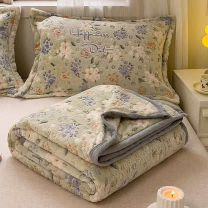 Ownkoti Elegante Plüsch-Überwurfdecke mit Blumenmuster - image 3