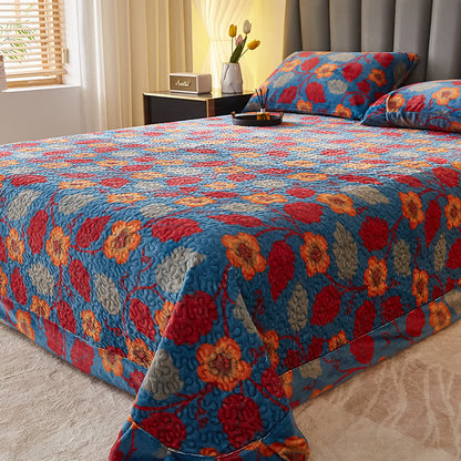 Ownkoti Gesteppte Plüschdecke mit Blumenblattmuster - image 1