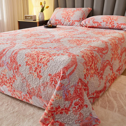 Ownkoti Vintage Floral Gesteppte Plüschdecke - image 1